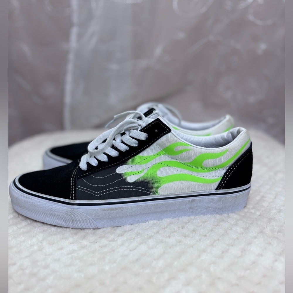 Vans Old Skool Flame Black White , M/9; W/10-1/2